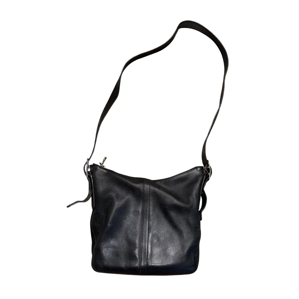 Coach Sholder/Crossbody Bag Womens Medium Black Leather Good 9326 Hobo‎ Zip Top